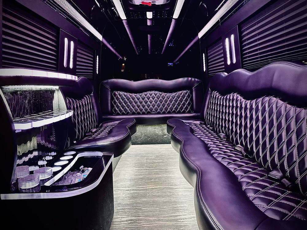 Mercedes Sprinter interior bar and group seating